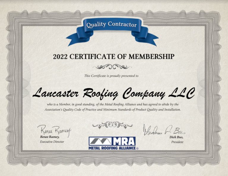 metal roofing certificate